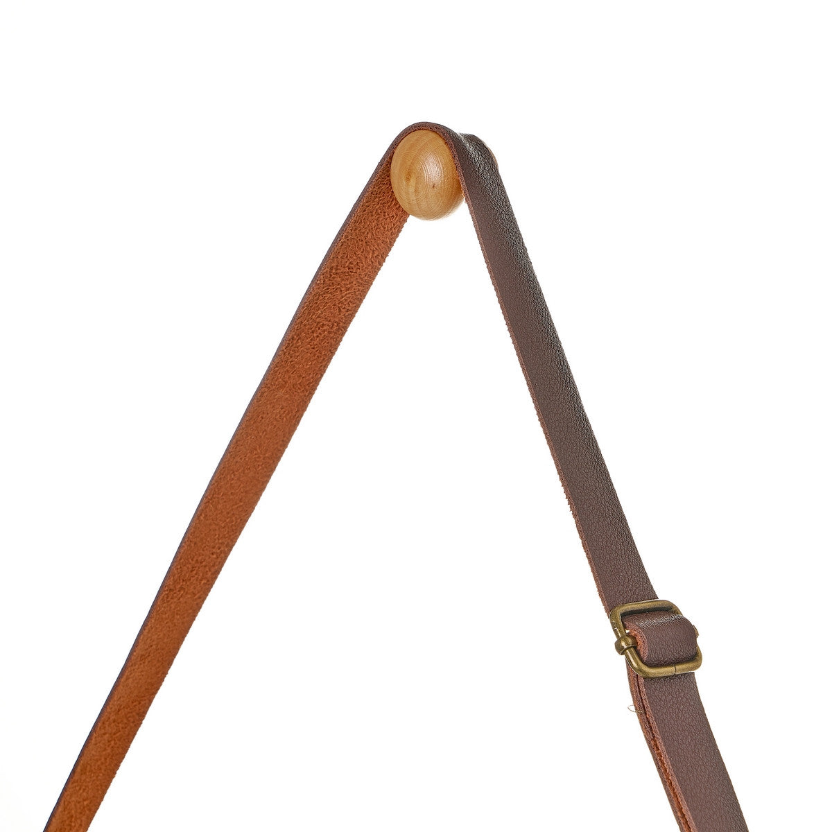 Hanging Round Wall Mirror 45 cm - Solid Bamboo Frame and Adjustable Leather Strap for Bathroom and Bedroom - AULASH