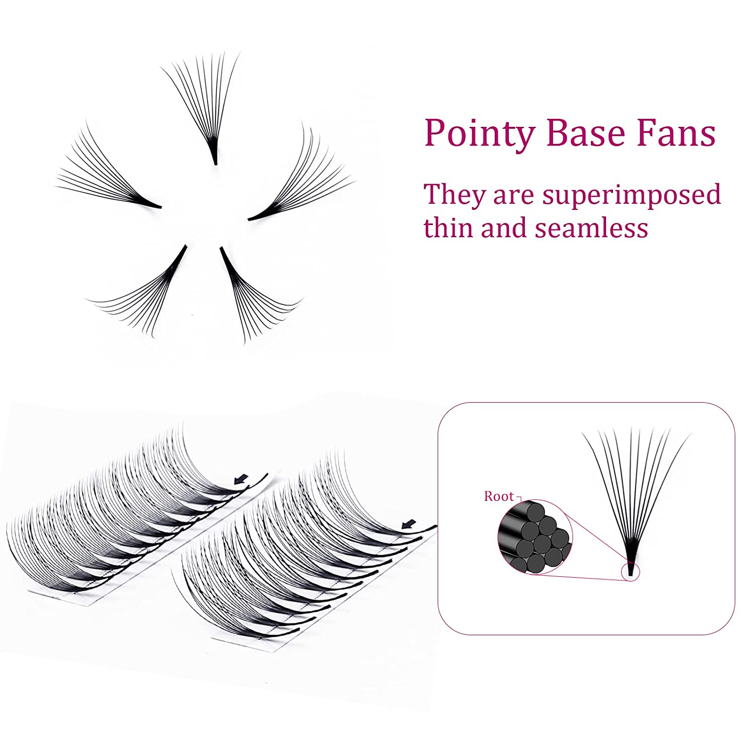 Pointy Base Premade Lash Fans- 320 Fans XL Tray- 0.05mm - AULASH
