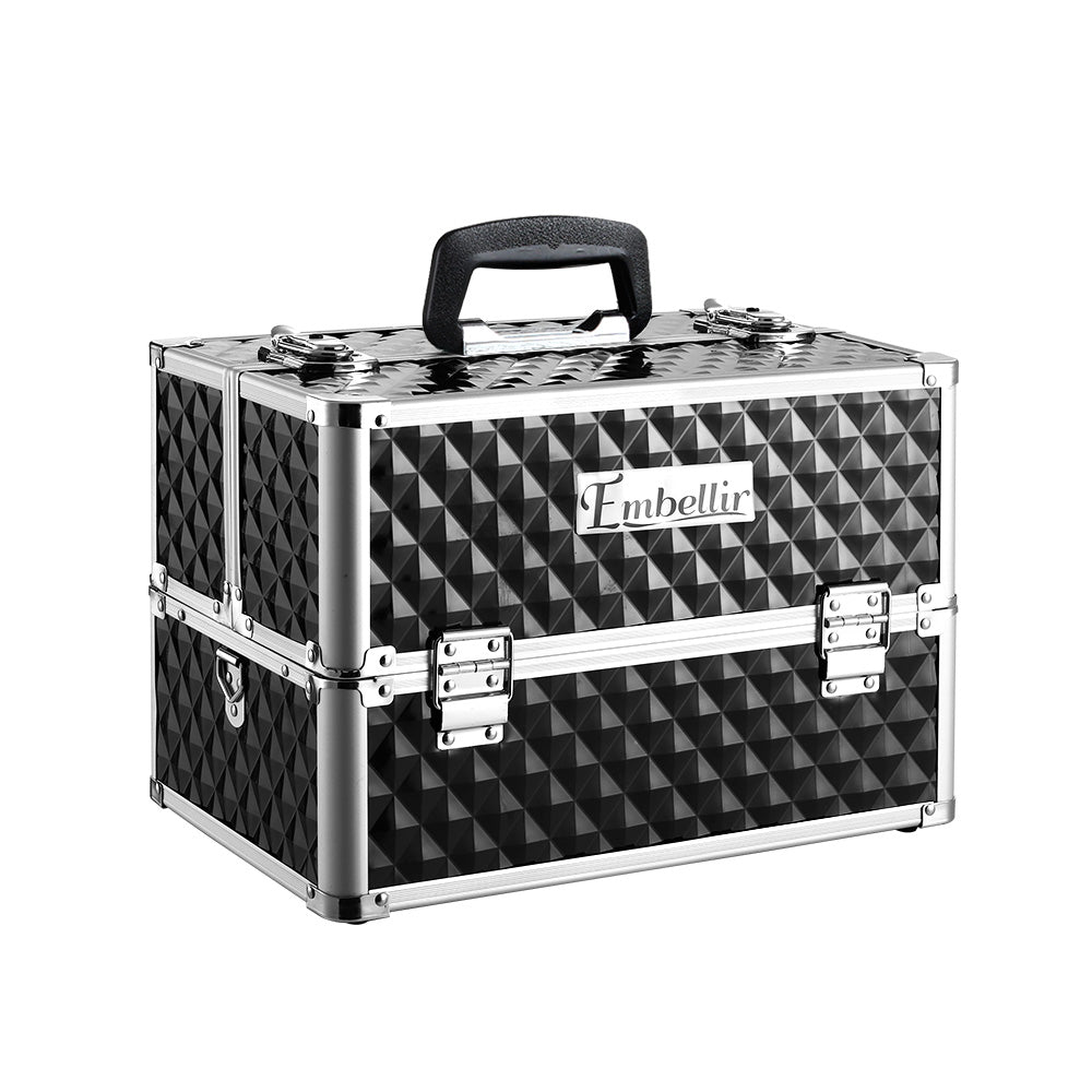 Embellir Portable Cosmetic Beauty Makeup Case - Diamond Black - AULASH