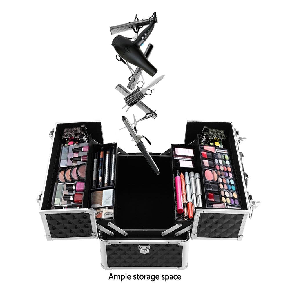 Embellir Portable Cosmetic Beauty Makeup Case - Diamond Black - AULASH