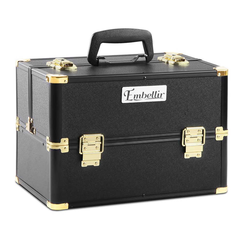 Embellir Portable Cosmetic Beauty Makeup Case - Black & Gold - AULASH
