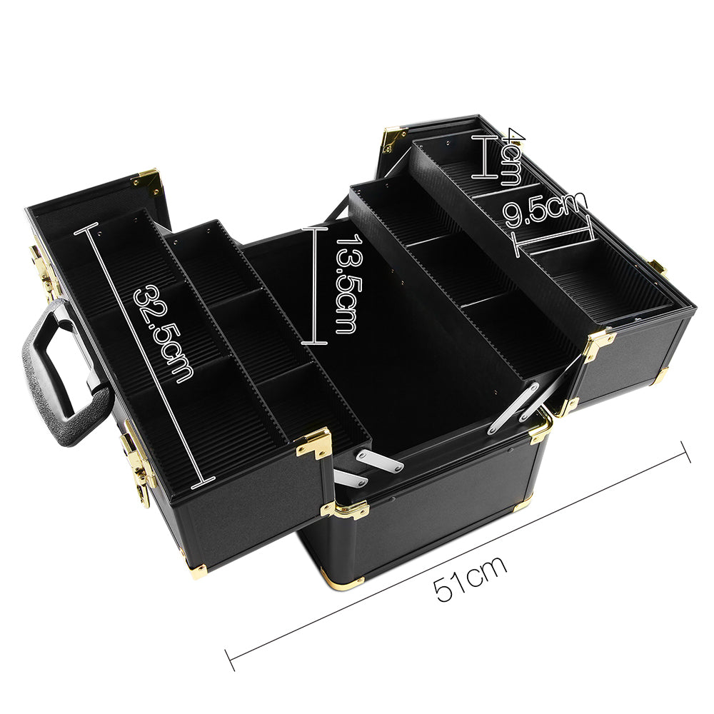 Embellir Portable Cosmetic Beauty Makeup Case - Black & Gold - AULASH