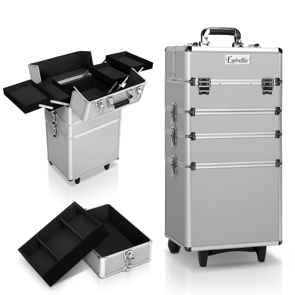 Embellir 7 in 1 Portable Cosmetic Beauty Makeup Trolley - Silver - AULASH