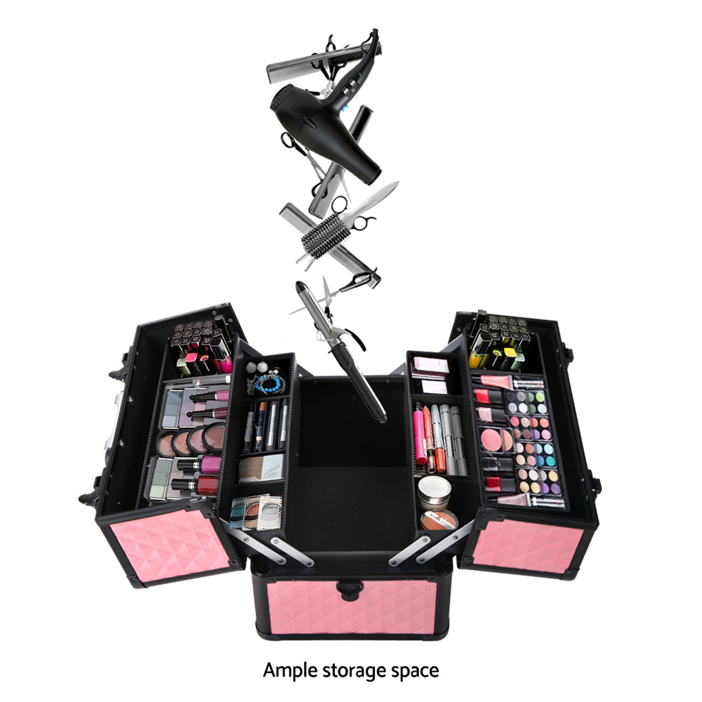 Embellir Portable Cosmetic Beauty Makeup Case - Diamond Pink - AULASH