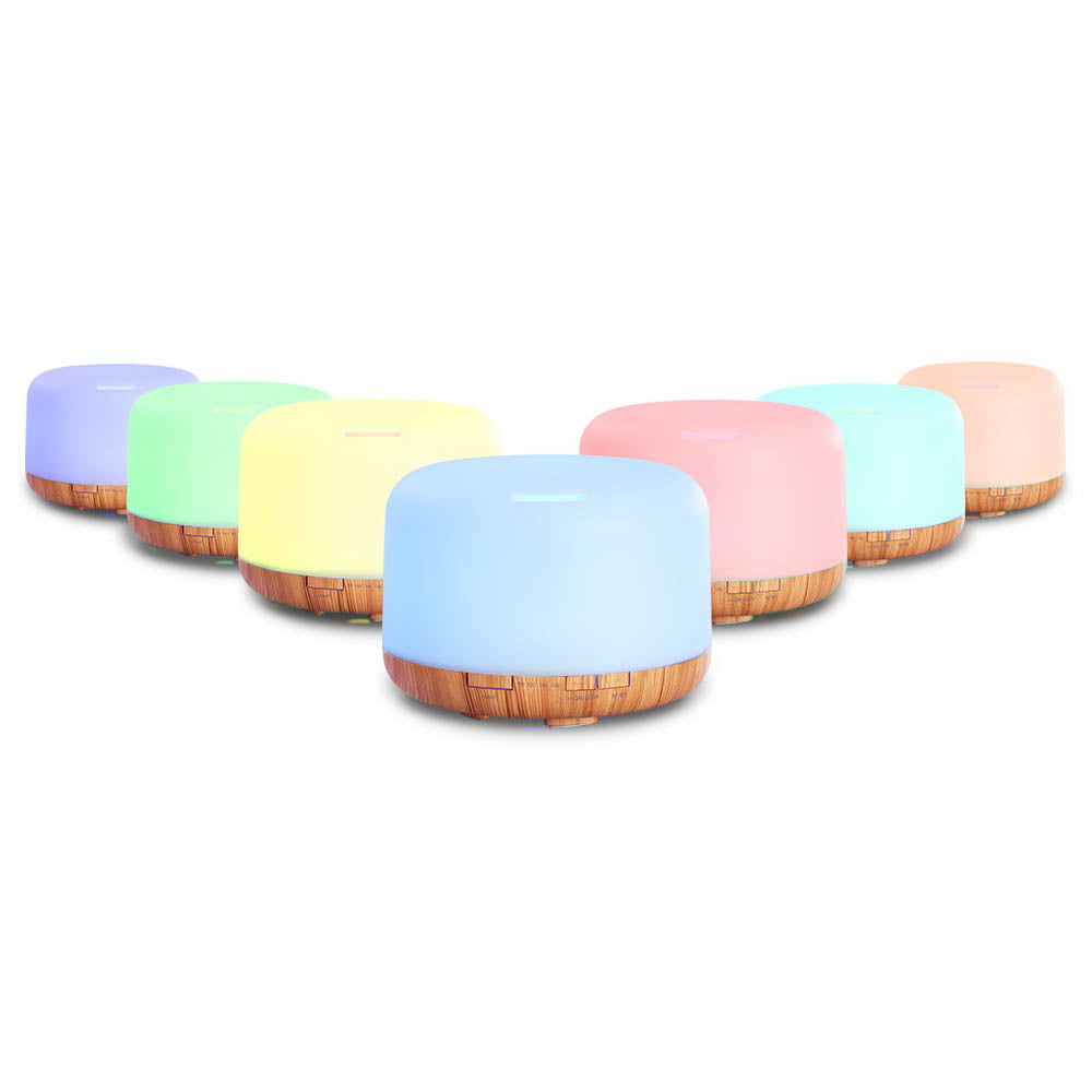 DEVANTI Aroma Diffuser Aromatherapy LED Night Light Air Humidifier Purifier Light Wood Grain 500ml - AULASH