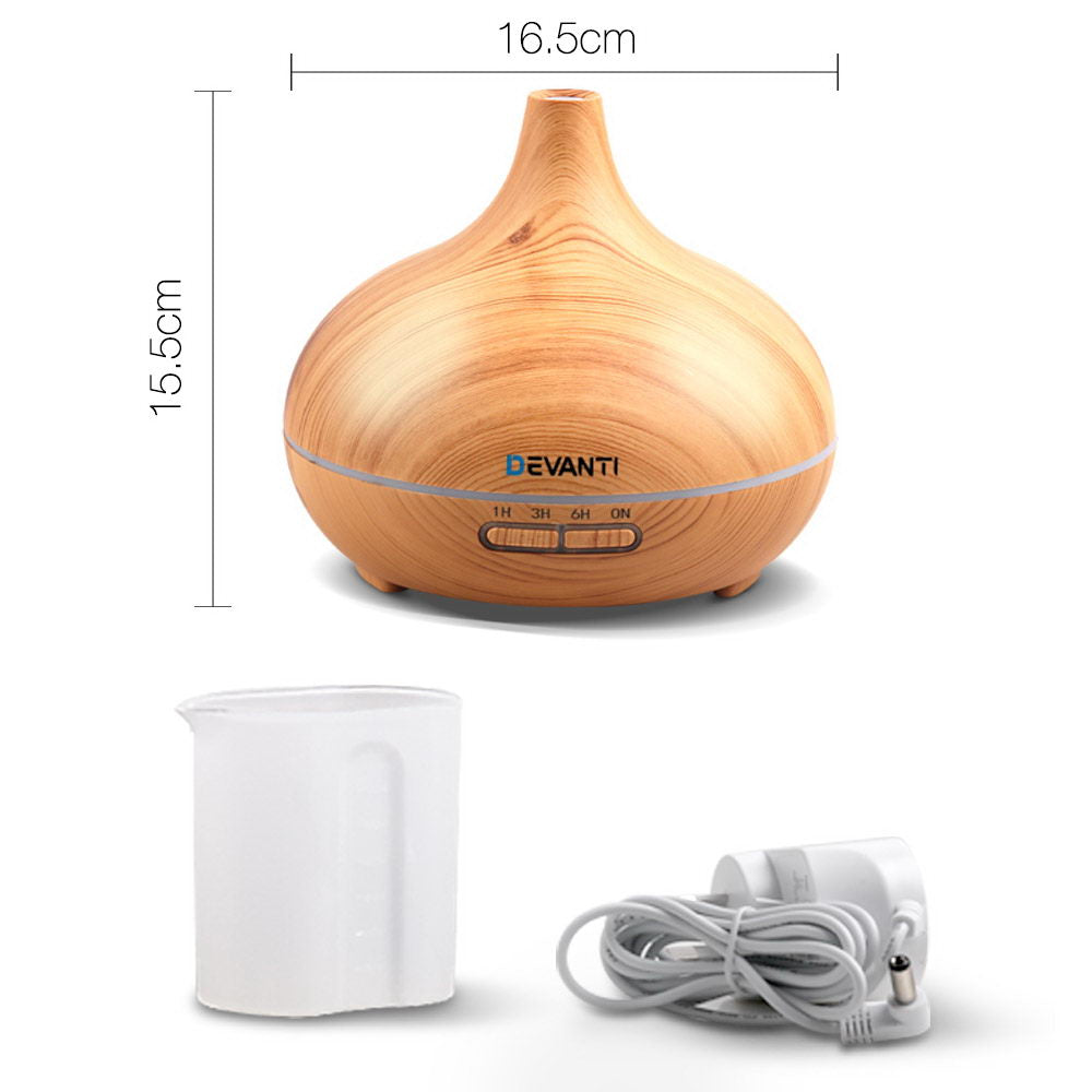 Devanti 300ml 4 in 1 Aroma Diffuser - Light Wood - AULASH