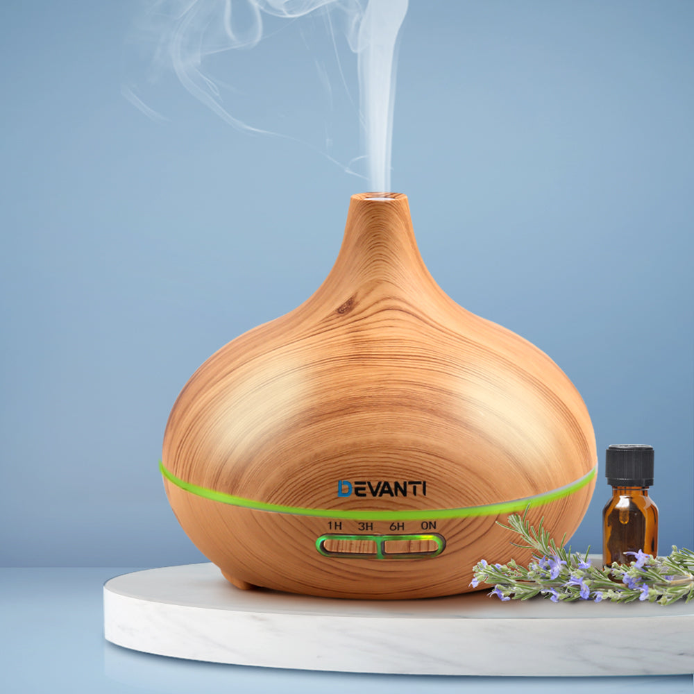 Devanti 300ml 4 in 1 Aroma Diffuser - Light Wood - AULASH