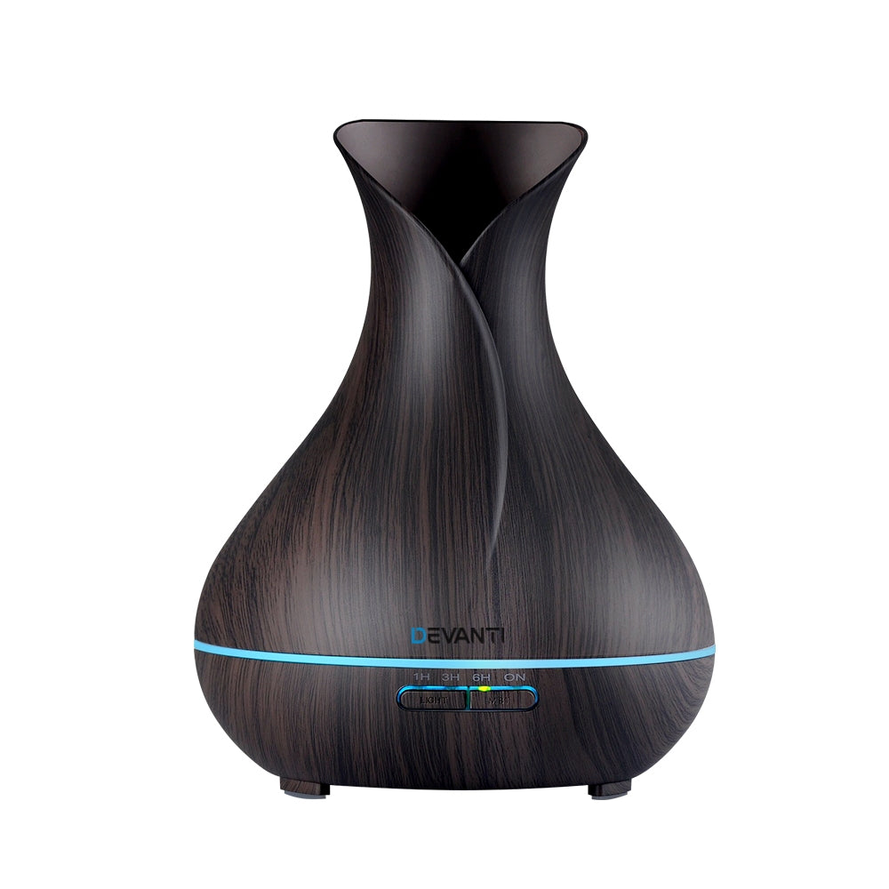 Devanti 400ml 4 in 1 Aroma Diffuser with remote control- Dark Wood - AULASH