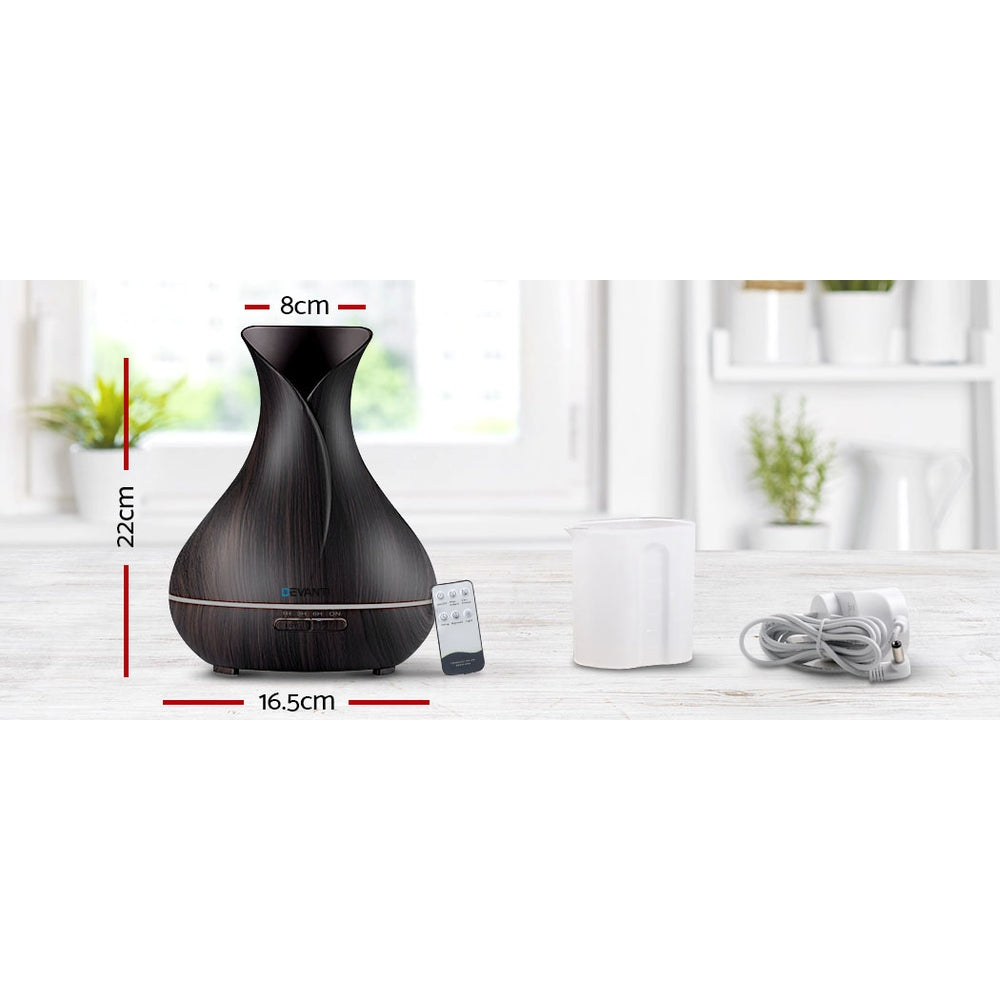 Devanti 400ml 4 in 1 Aroma Diffuser with remote control- Dark Wood - AULASH