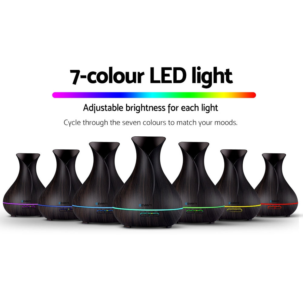Devanti 400ml 4 in 1 Aroma Diffuser with remote control- Dark Wood - AULASH