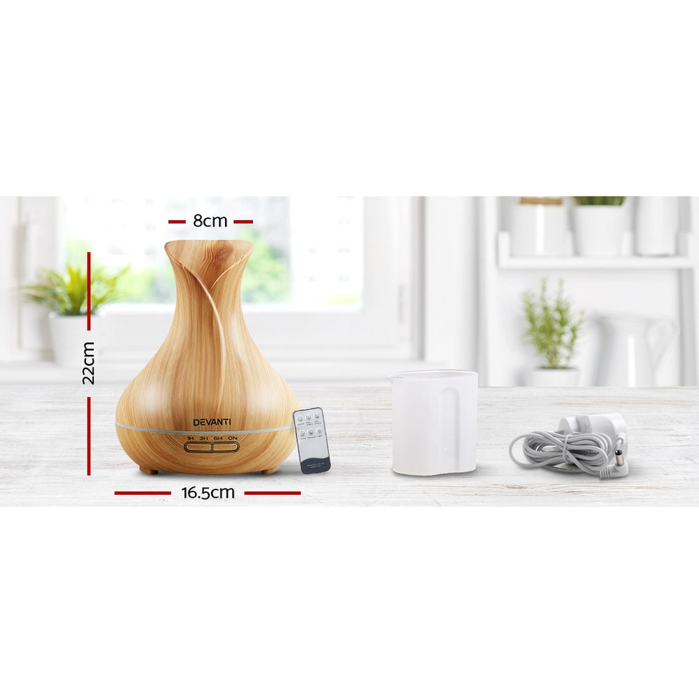 Devanti 400ml 4 in 1 Aroma Diffuser remote control - Light Wood - AULASH