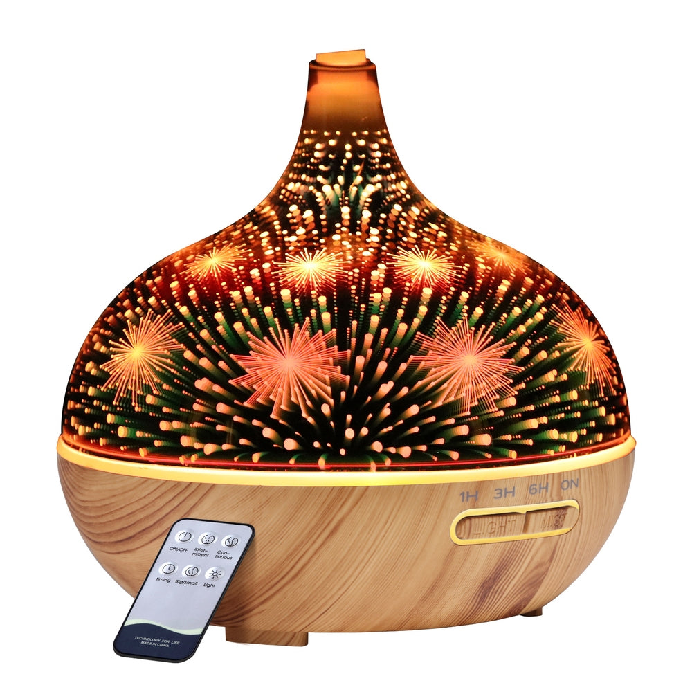 DEVANTI Aroma Aromatherapy Diffuser 3D LED Night Light Firework Air Humidifier Purifier 400ml Remote Control - AULASH