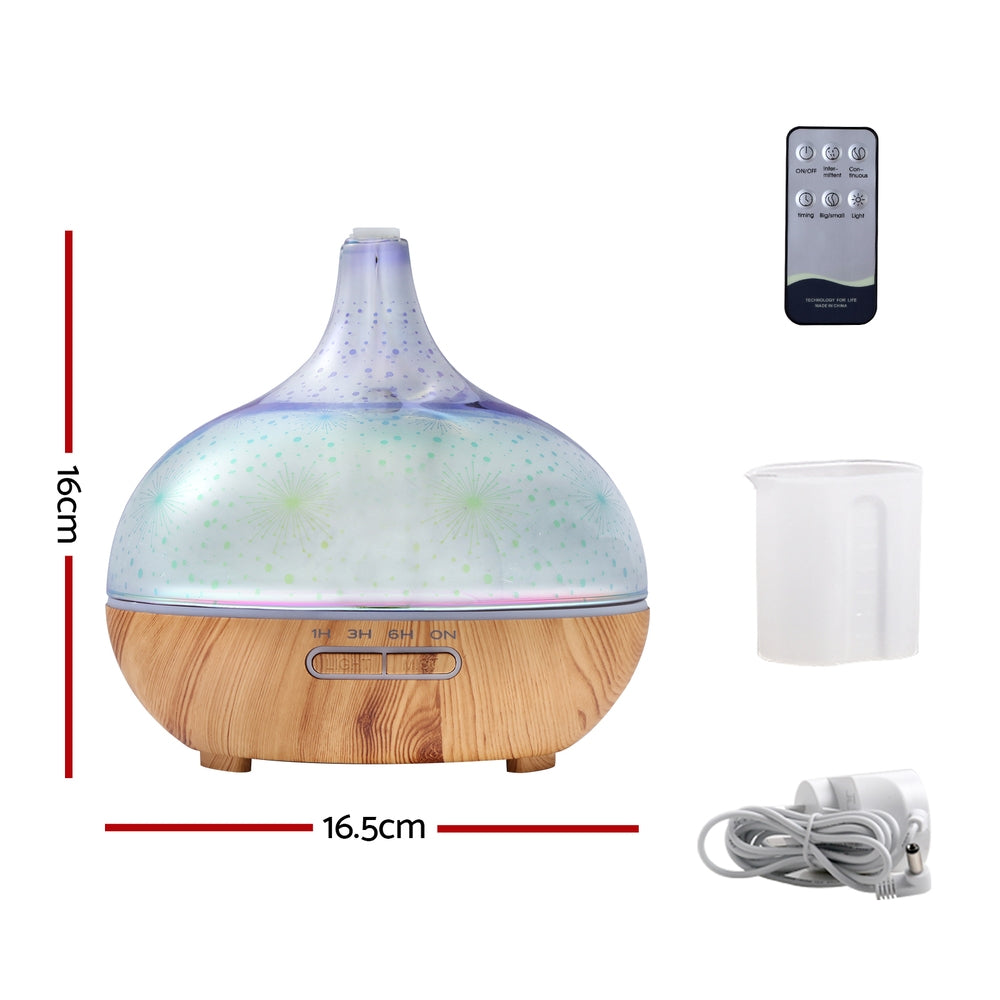 DEVANTI Aroma Aromatherapy Diffuser 3D LED Night Light Firework Air Humidifier Purifier 400ml Remote Control - AULASH