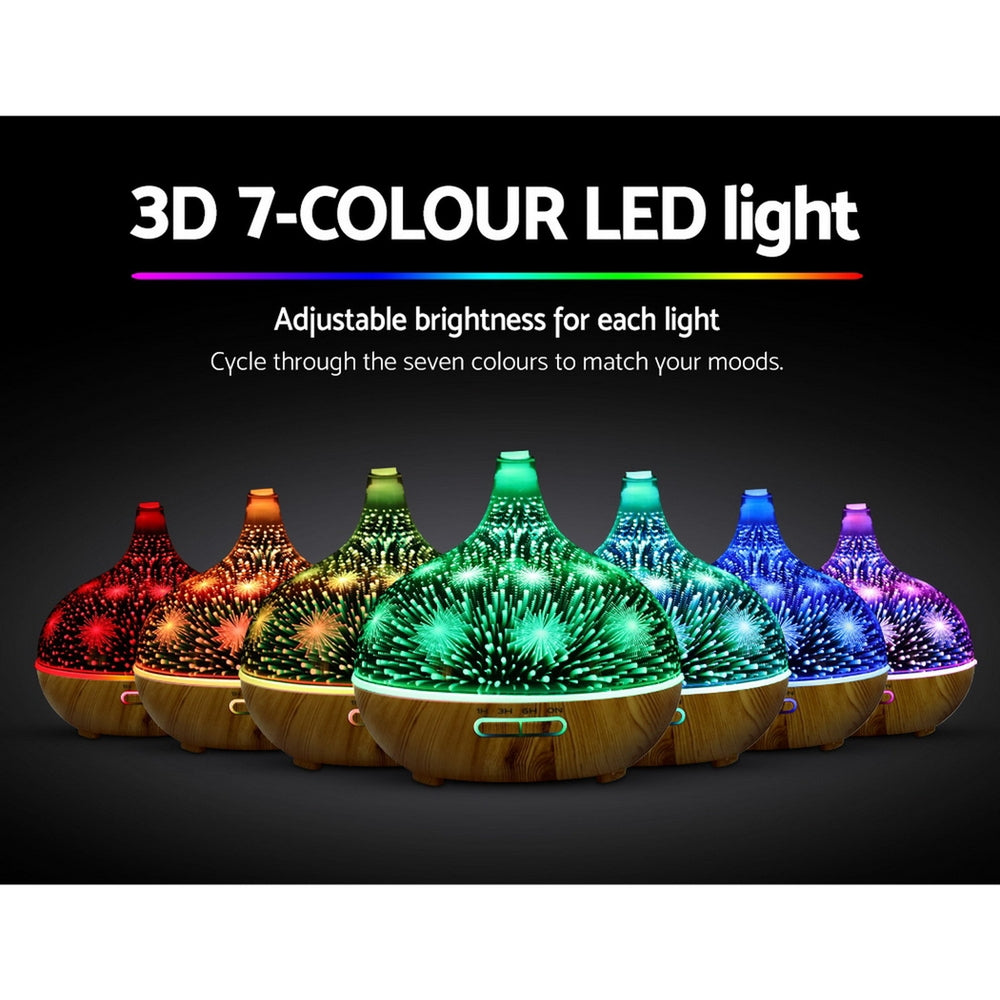 DEVANTI Aroma Aromatherapy Diffuser 3D LED Night Light Firework Air Humidifier Purifier 400ml Remote Control - AULASH