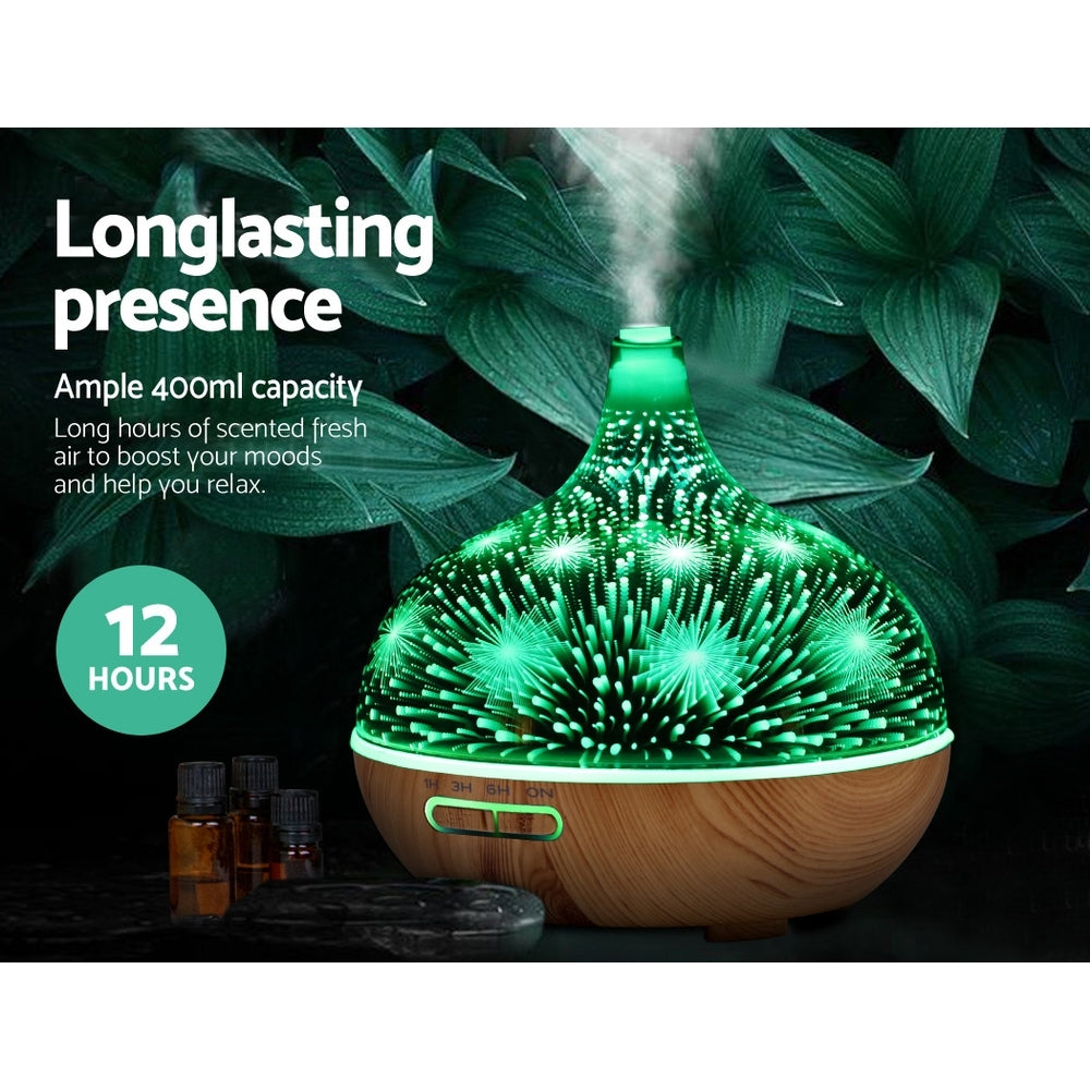 DEVANTI Aroma Aromatherapy Diffuser 3D LED Night Light Firework Air Humidifier Purifier 400ml Remote Control - AULASH