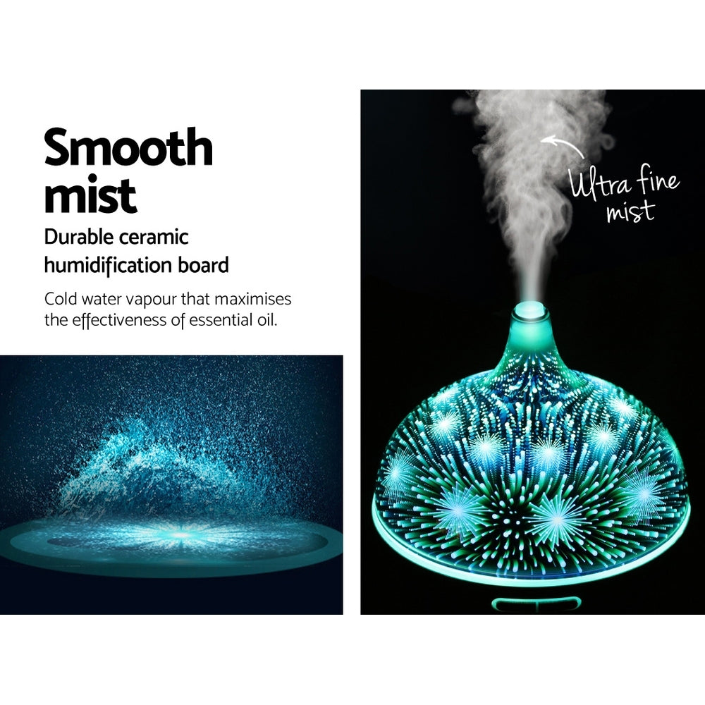DEVANTI Aroma Aromatherapy Diffuser 3D LED Night Light Firework Air Humidifier Purifier 400ml Remote Control - AULASH