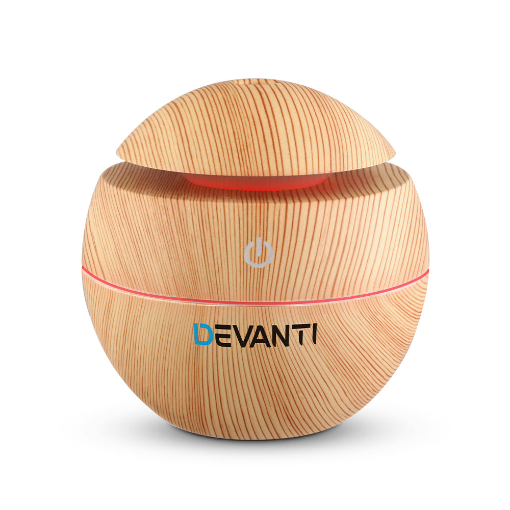 Devanti Aromatherapy Diffuser Aroma Essential Oils Air Humidifier LED Light 130ml - AULASH