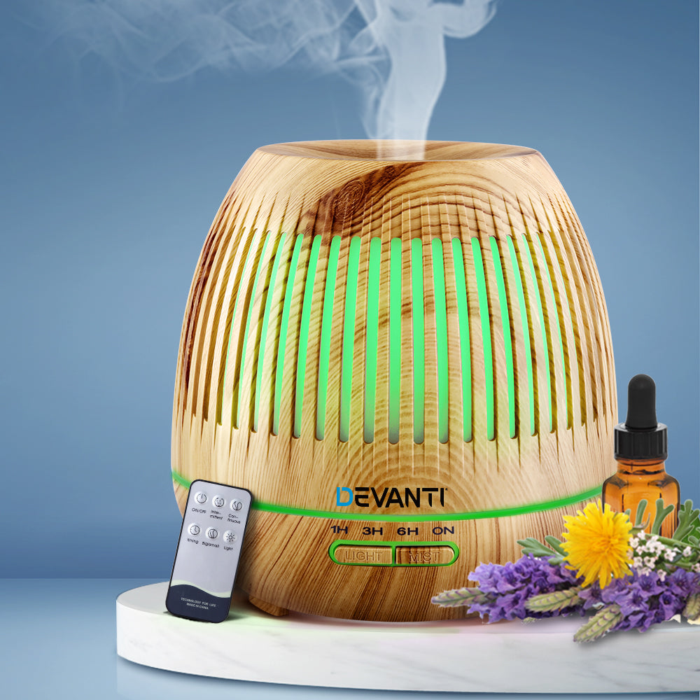 Devanti Aromatherapy Diffuser Aroma Essential Oils Air Humidifier LED Light 400ml - AULASH