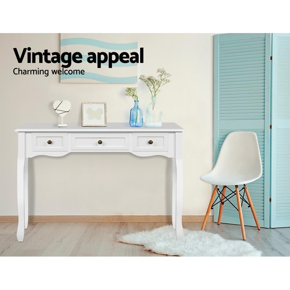 Artiss Hall Console Table Hallway Side Dressing Entry Wooden French Drawer White - AULASH