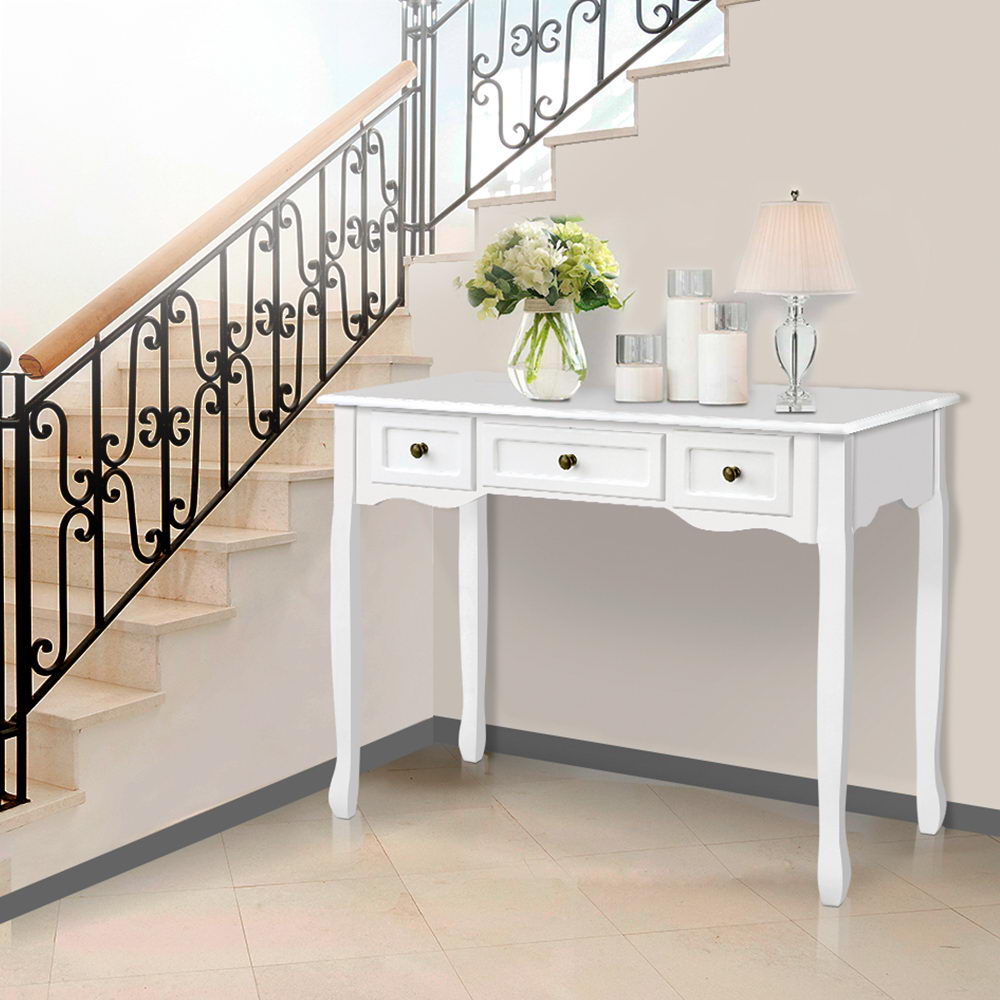 Artiss Hall Console Table Hallway Side Dressing Entry Wooden French Drawer White - AULASH