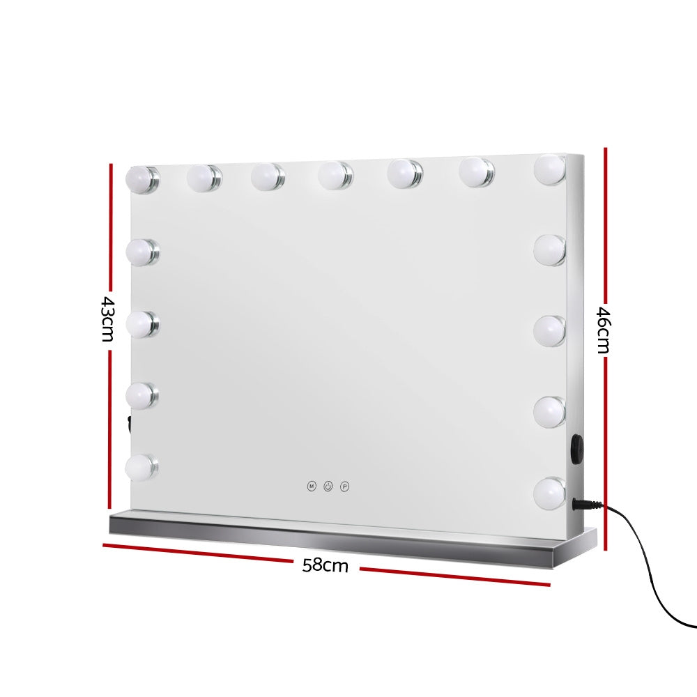 Embellir Hollywood Frameless Makeup Mirror With 15 LED Lighted Vanity Beauty 58cm x 46cm - AULASH