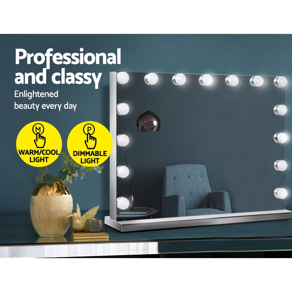 Embellir Hollywood Frameless Makeup Mirror With 15 LED Lighted Vanity Beauty 58cm x 46cm - AULASH