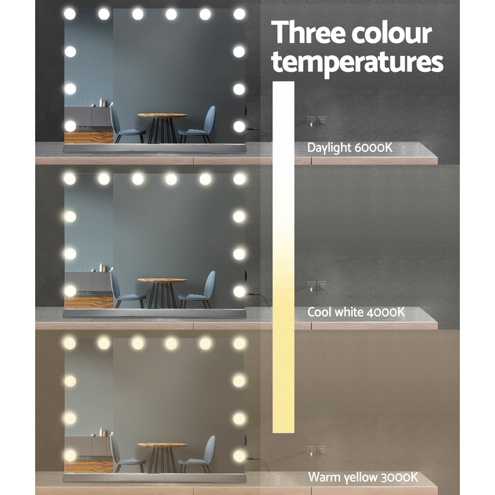 Embellir Hollywood Frameless Makeup Mirror With 15 LED Lighted Vanity Beauty 58cm x 46cm - AULASH