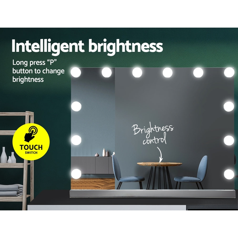 Embellir Hollywood Frameless Makeup Mirror With 15 LED Lighted Vanity Beauty 58cm x 46cm - AULASH