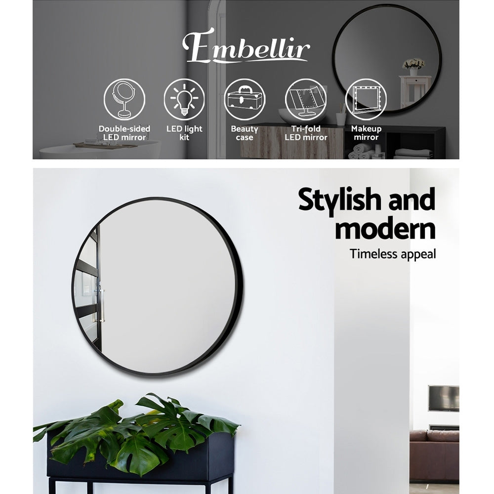 Embellir Round Wall Mirror 50cm Makeup Bathroom Mirror Frameless - AULASH