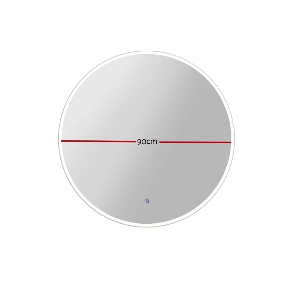 Embellir LED Wall Mirror Bathroom Mirrors With Light 90CM Decor Round Decorative - AULASH