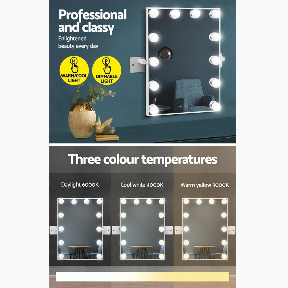 Embellir Hollywood Wall mirror Makeup Mirror With Light Vanity 12 LED Bulbs - AULASH