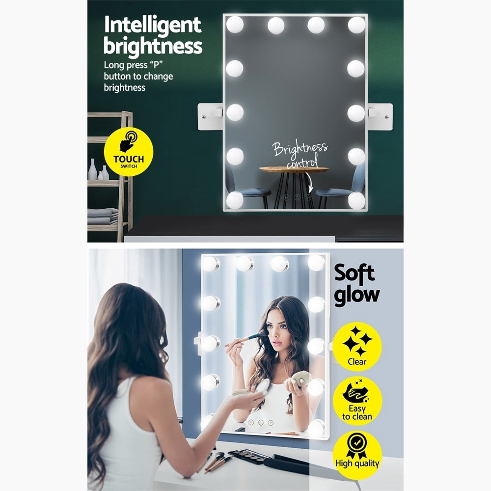 Embellir Hollywood Wall mirror Makeup Mirror With Light Vanity 12 LED Bulbs - AULASH