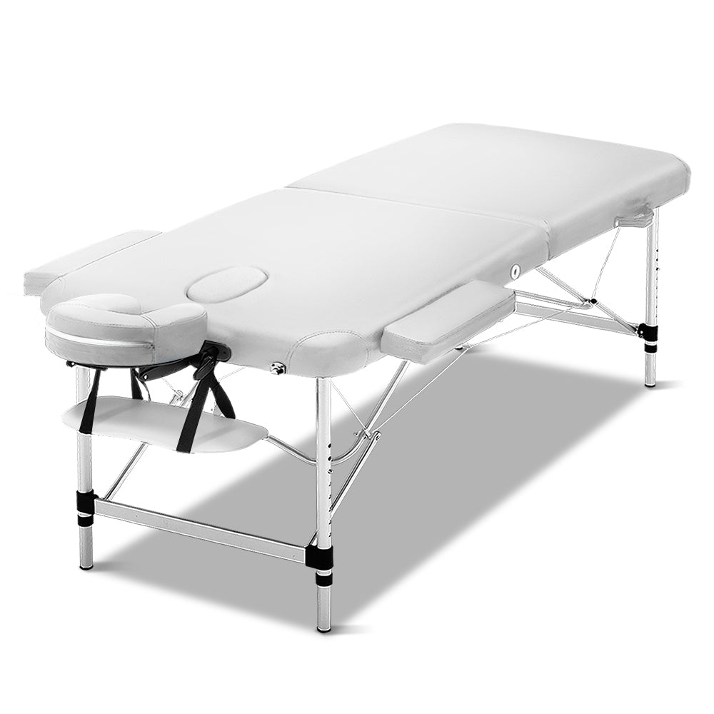 Zenses 75cm Wide Portable Aluminium Massage Table Two Fold Treatment Beauty Therapy White - AULASH