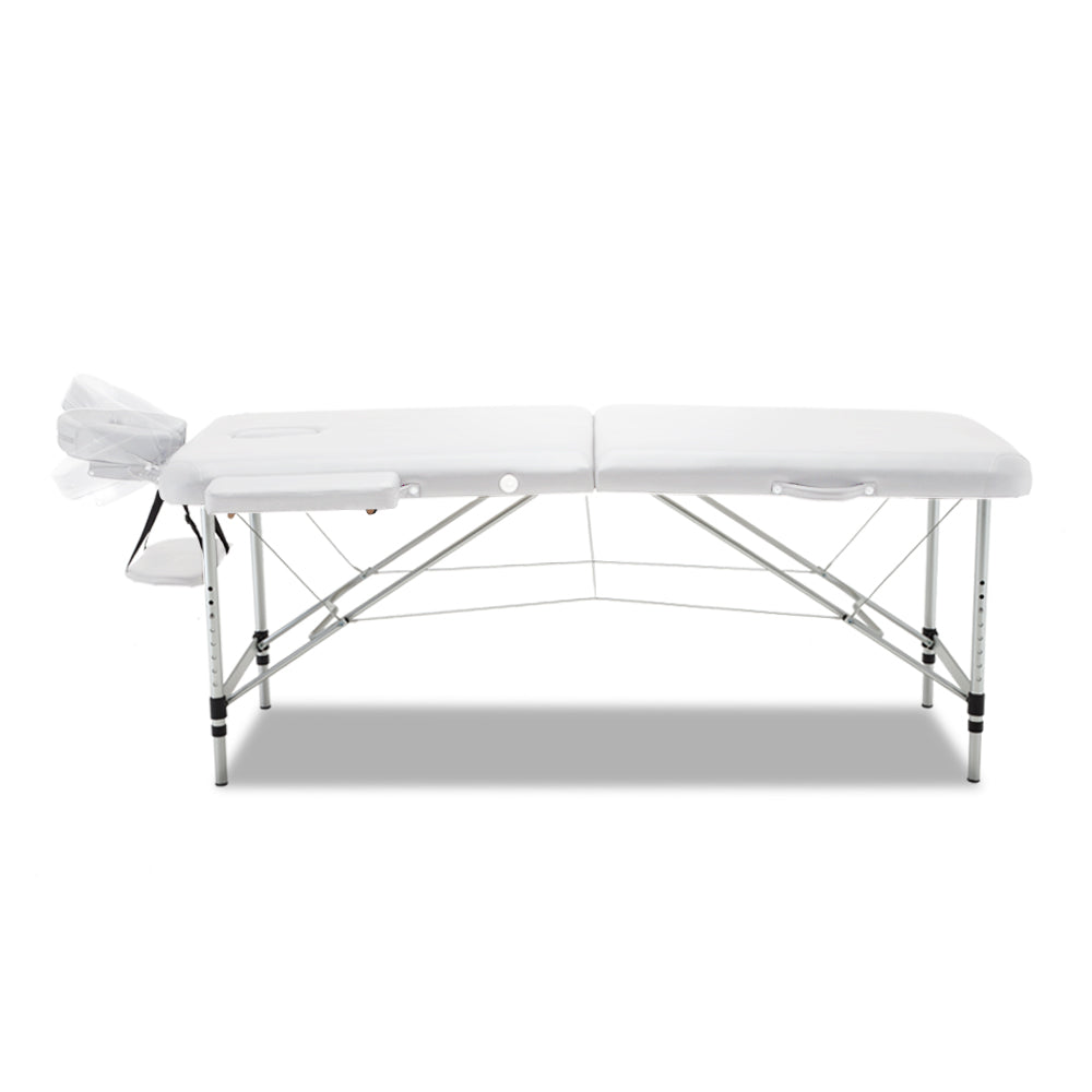 Zenses 75cm Wide Portable Aluminium Massage Table Two Fold Treatment Beauty Therapy White - AULASH