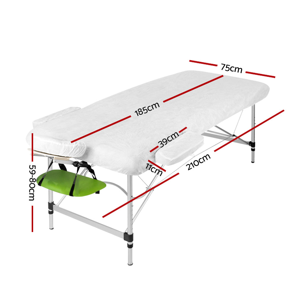 Zenses 3 Fold Portable Aluminium Massage Table - Green & Black - AULASH