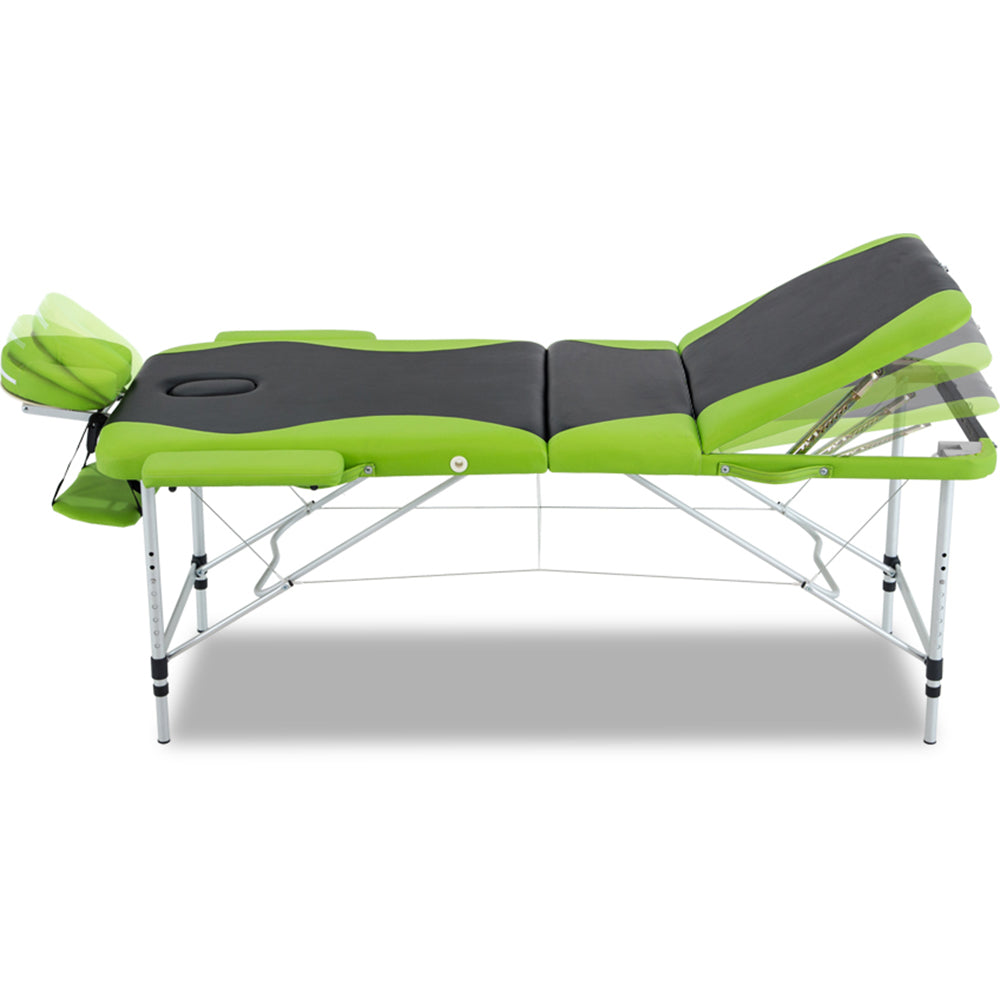 Zenses 3 Fold Portable Aluminium Massage Table - Green & Black - AULASH