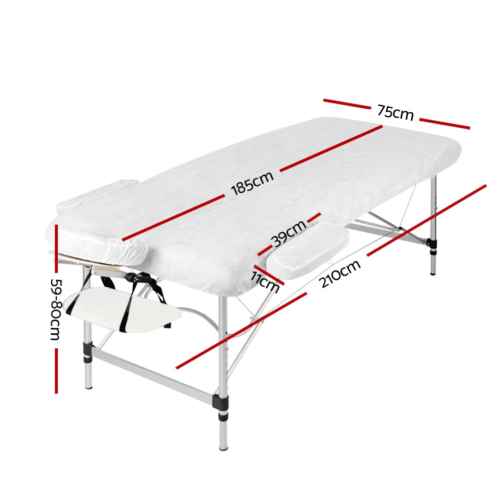 Zenses 3 Fold Portable Aluminium Massage Table - Black & White - AULASH