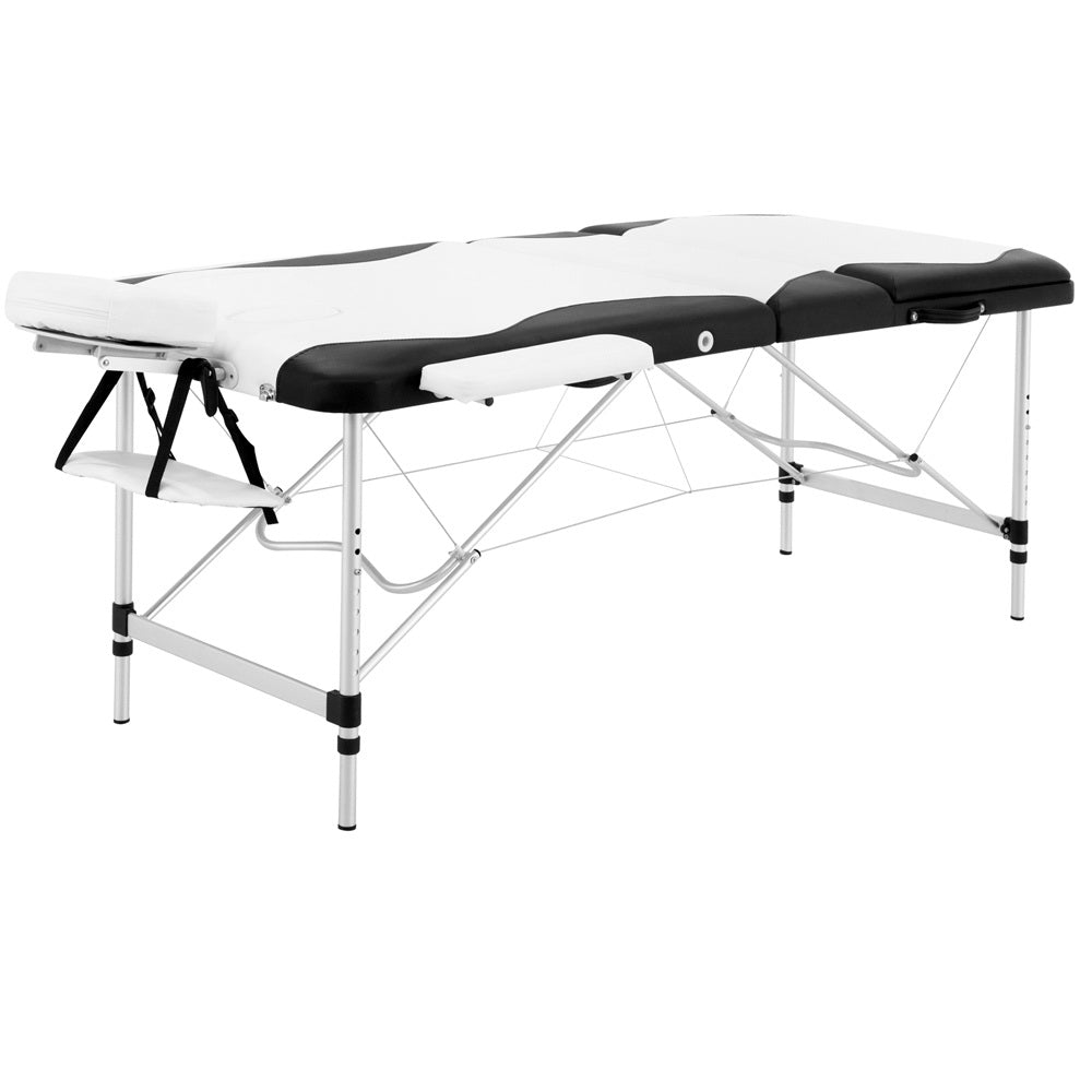 Zenses 3 Fold Portable Aluminium Massage Table - Black & White - AULASH