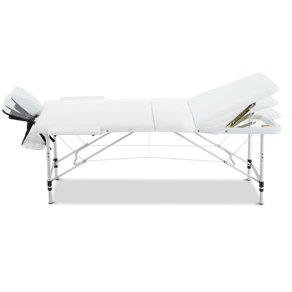 Zenses 3 Fold Portable Aluminium Massage Table - White - AULASH