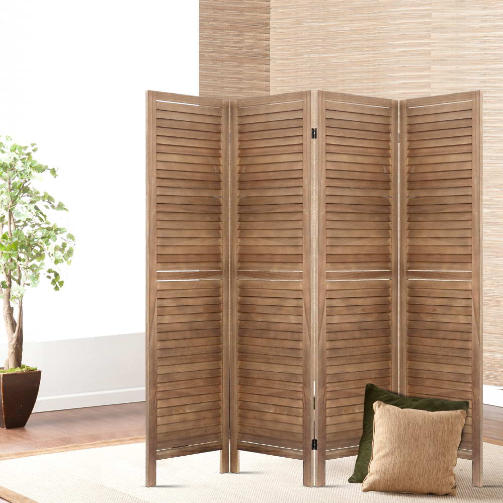 Artiss Room Divider Privacy Screen Foldable Partition Stand 4 Panel Brown - AULASH