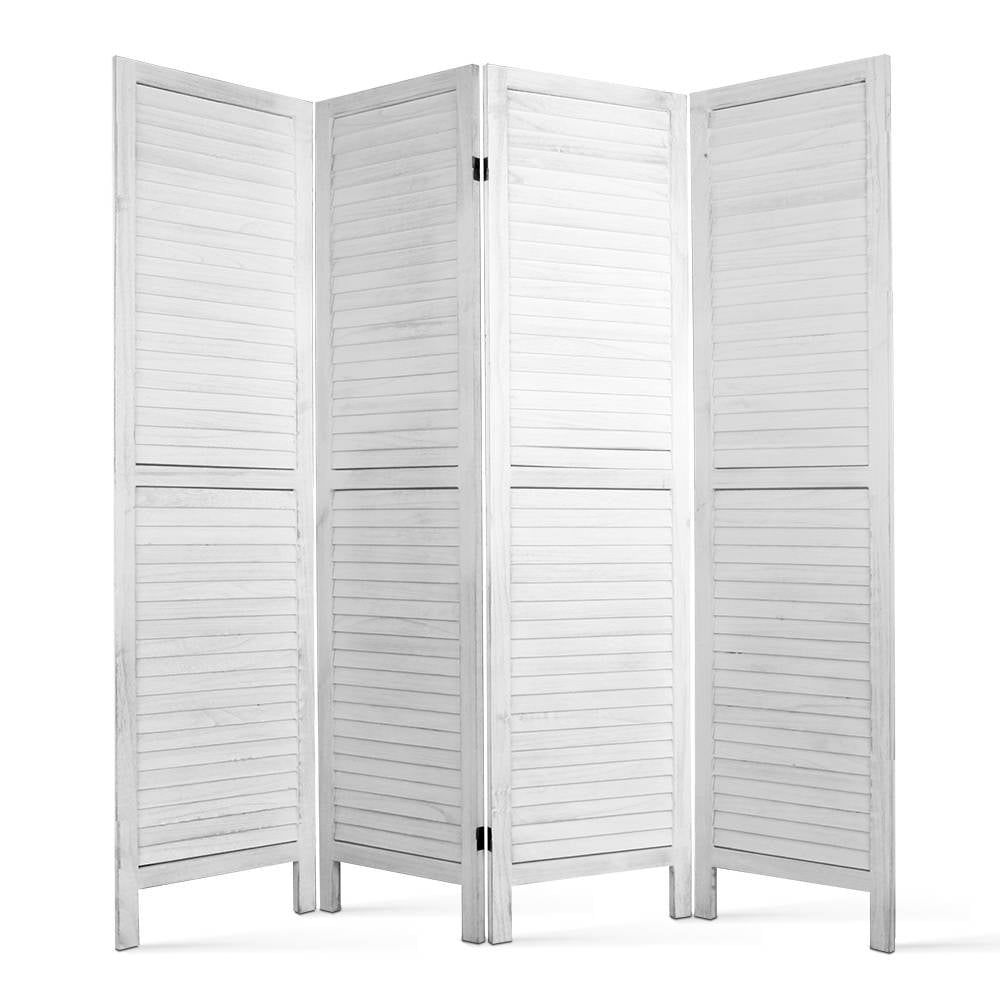 Artiss 4 Panel Foldable Wooden Room Divider - White - AULASH