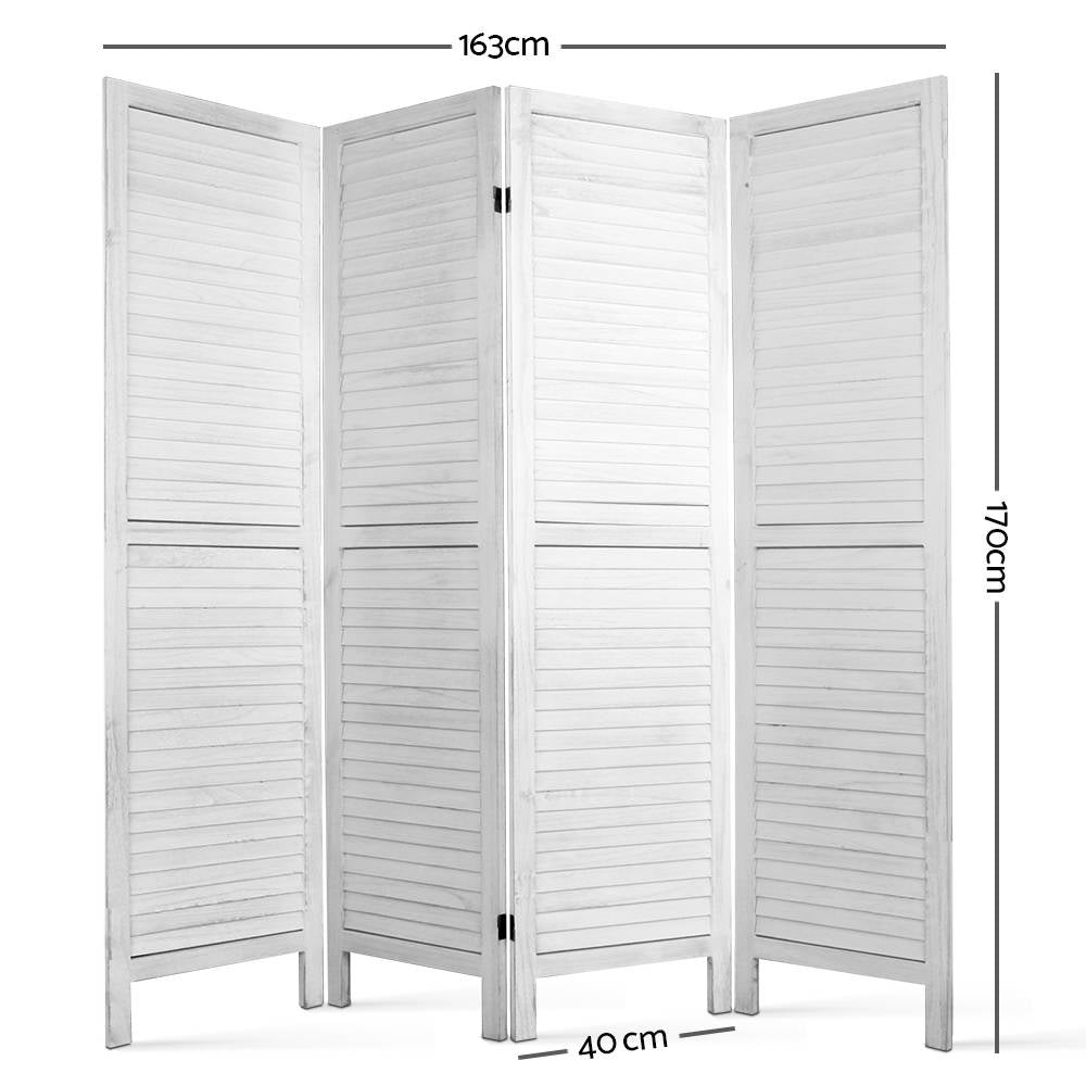 Artiss 4 Panel Foldable Wooden Room Divider - White - AULASH
