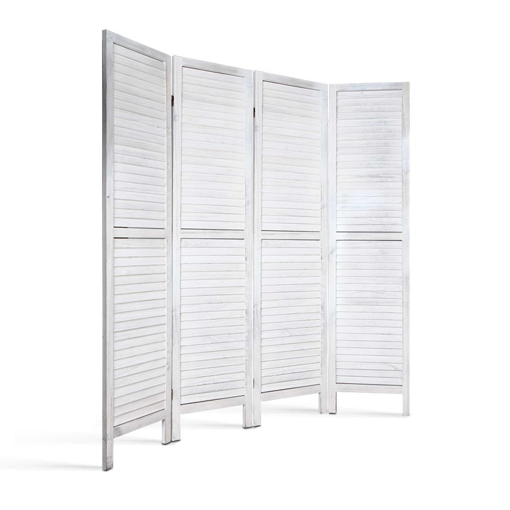 Artiss 4 Panel Foldable Wooden Room Divider - White - AULASH
