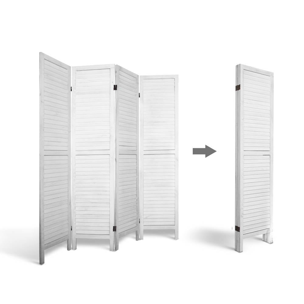 Artiss 4 Panel Foldable Wooden Room Divider - White - AULASH