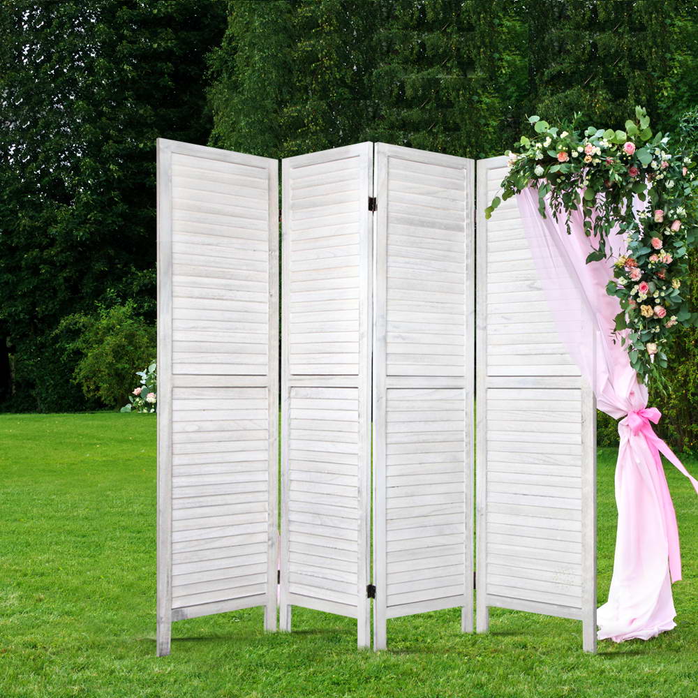 Artiss 4 Panel Foldable Wooden Room Divider - White - AULASH