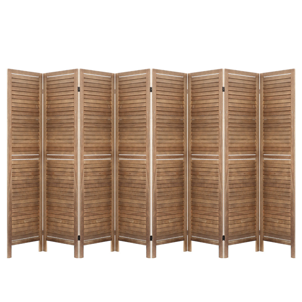 Artiss Room Divider Screen 8 Panel Privacy Wood Dividers Stand Bed Timber Brown - AULASH