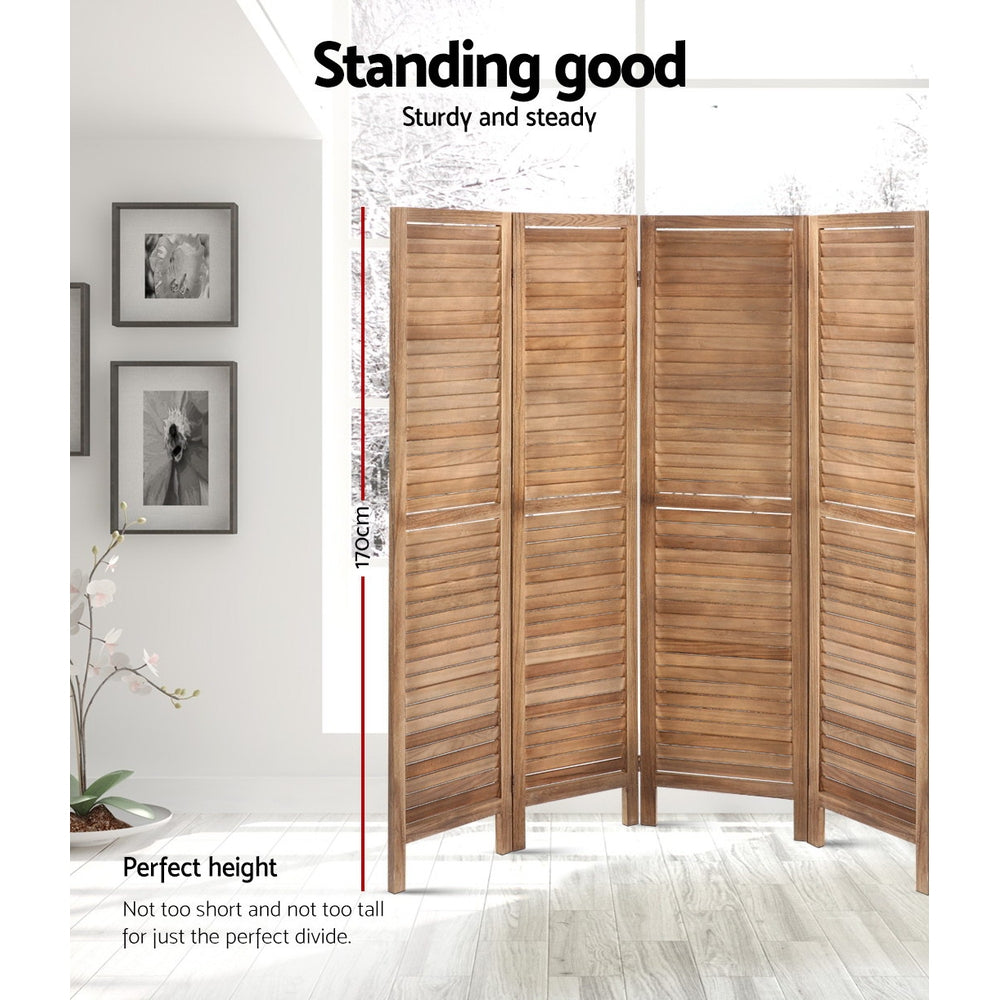 Artiss Room Divider Screen 8 Panel Privacy Wood Dividers Stand Bed Timber Brown - AULASH