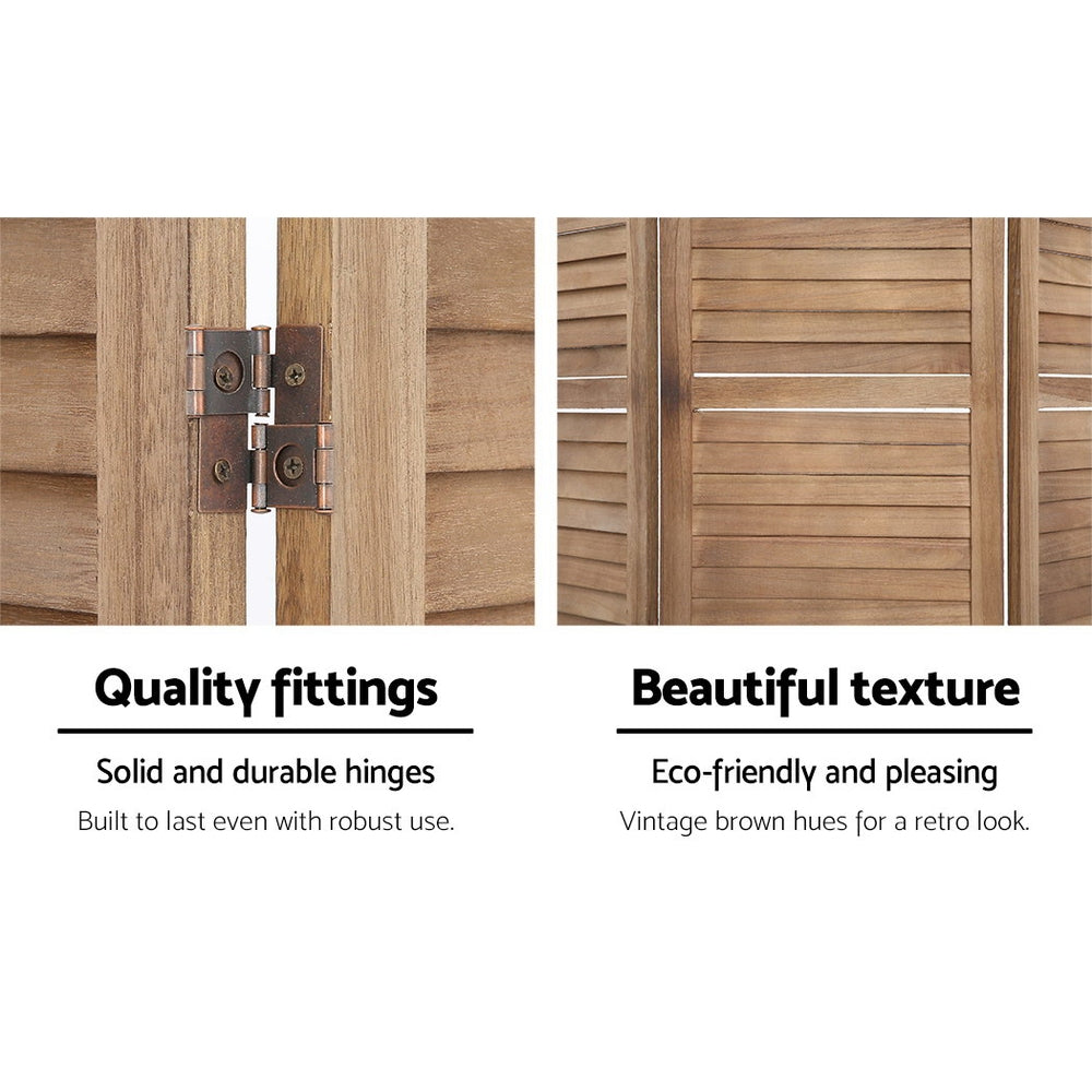 Artiss Room Divider Screen 8 Panel Privacy Wood Dividers Stand Bed Timber Brown - AULASH