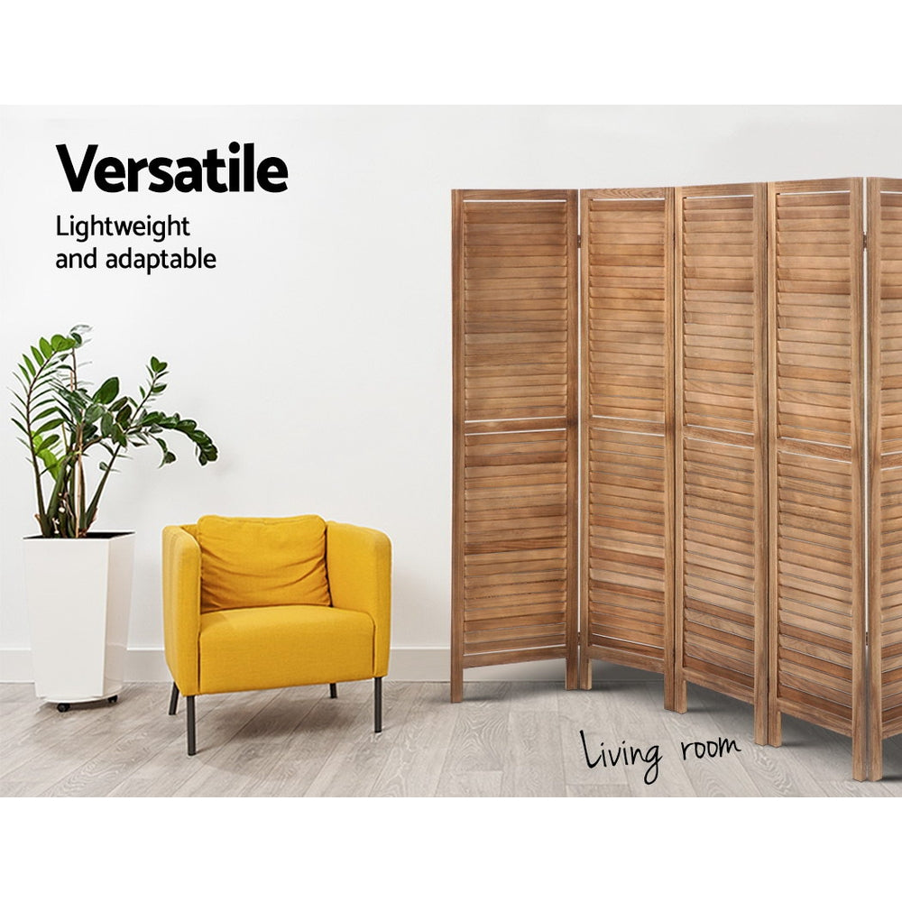Artiss Room Divider Screen 8 Panel Privacy Wood Dividers Stand Bed Timber Brown - AULASH