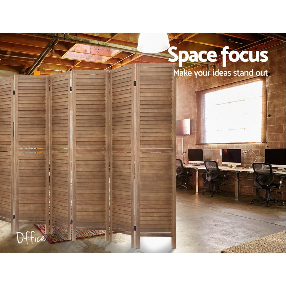 Artiss Room Divider Screen 8 Panel Privacy Wood Dividers Stand Bed Timber Brown - AULASH